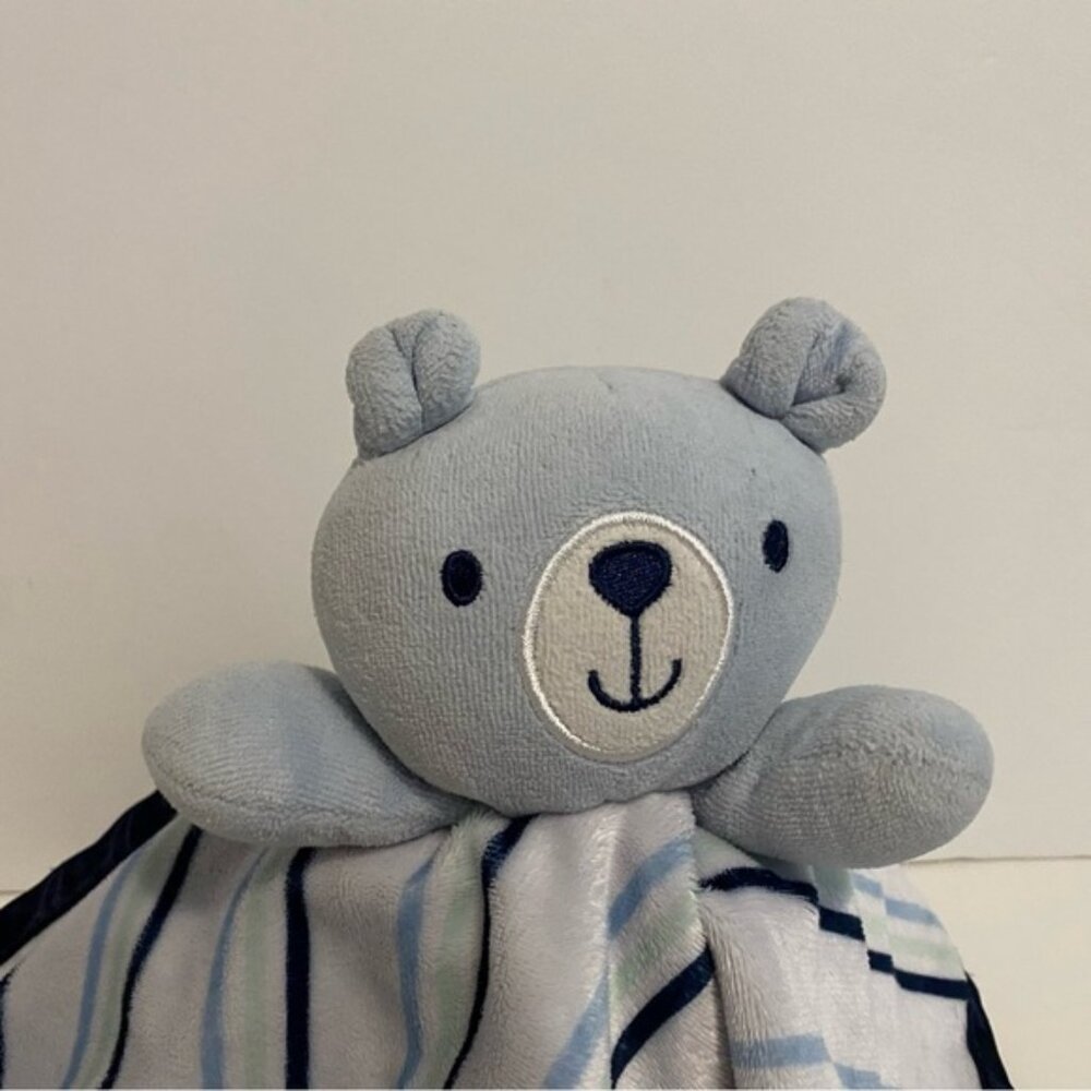 George Blue Bear Lovey Striped Baby Security Blanket Plush - Picture 2 of 6